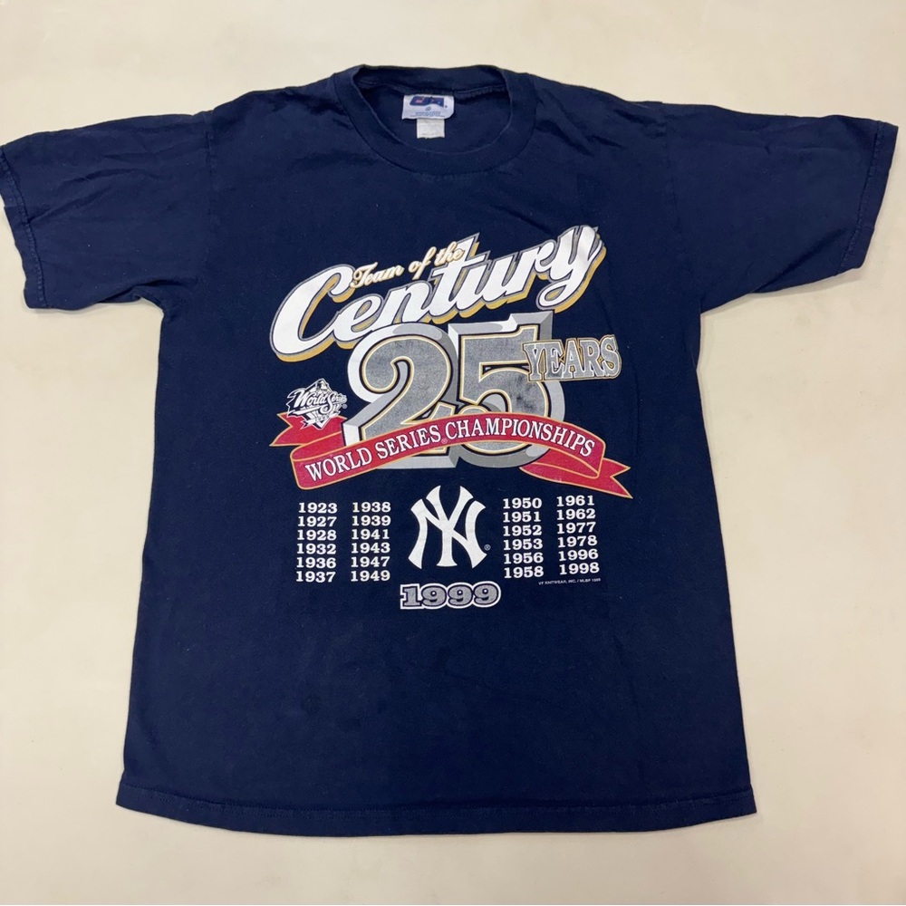 Vintage New York NY Yankees Team Of The Century Shirt 1999 90's  Size M MLB RARE